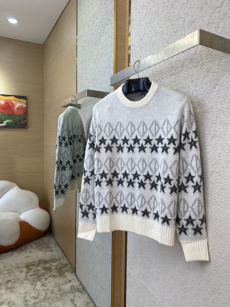 Dior Colour Block Pentagram Jacquard Wool Crew Neck Sweater 2