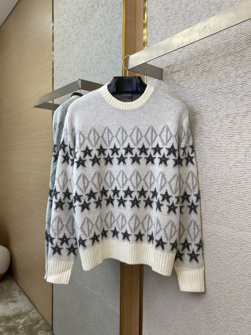 Dior Colour Block Pentagram Jacquard Wool Crew Neck Sweater 5