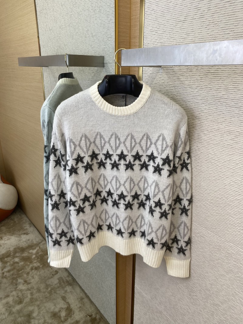 Dior Colour Block Pentagram Jacquard Wool Crew Neck Sweater 6