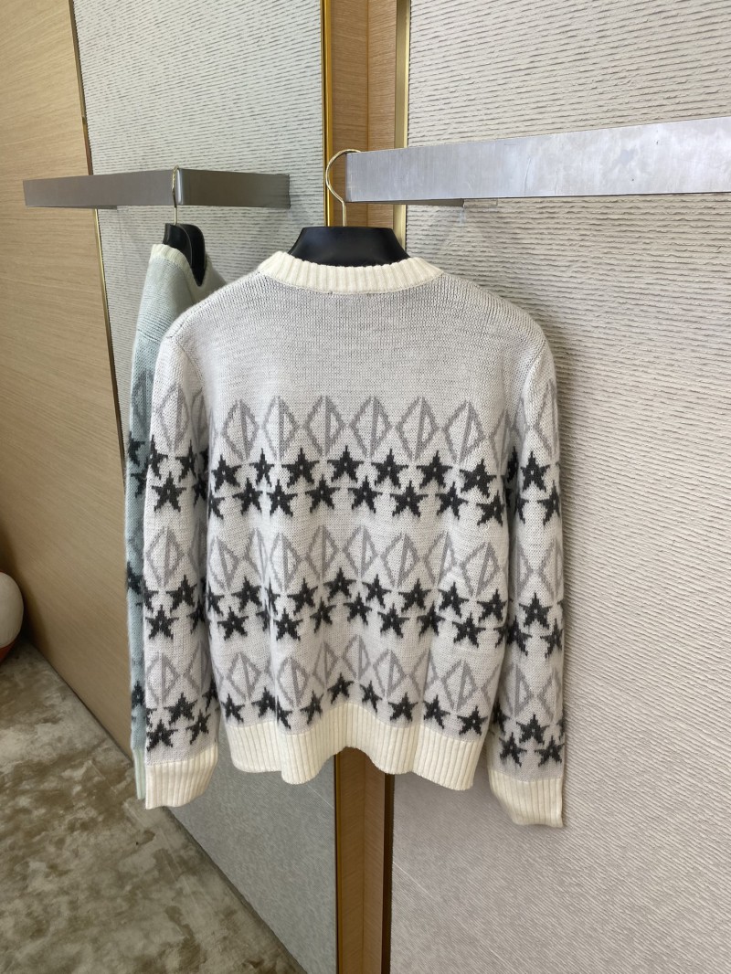 Dior Colour Block Pentagram Jacquard Wool Crew Neck Sweater 7