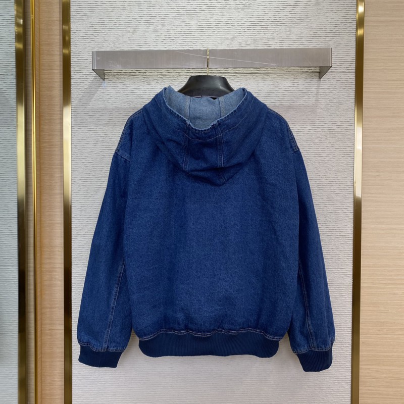 Dior embroidered hooded denim jacket 1