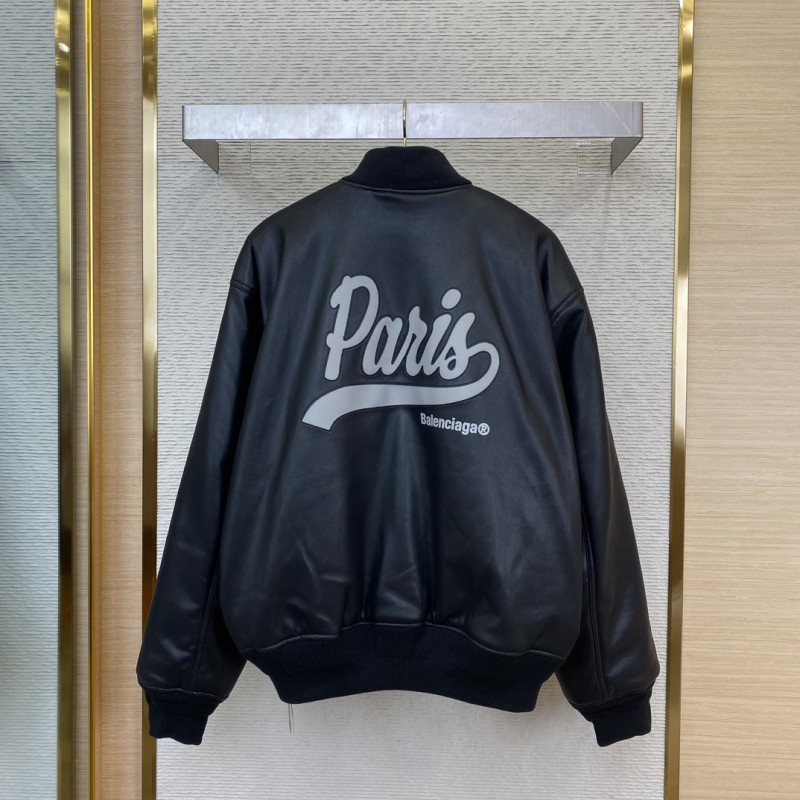 Balenciaga Letter Logo Leather Jacket Jacket 1
