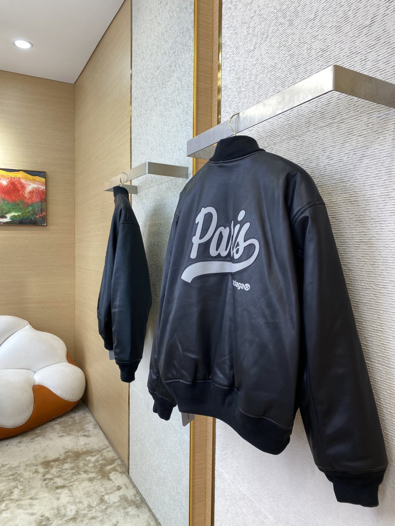 Balenciaga Letter Logo Leather Jacket Jacket 3