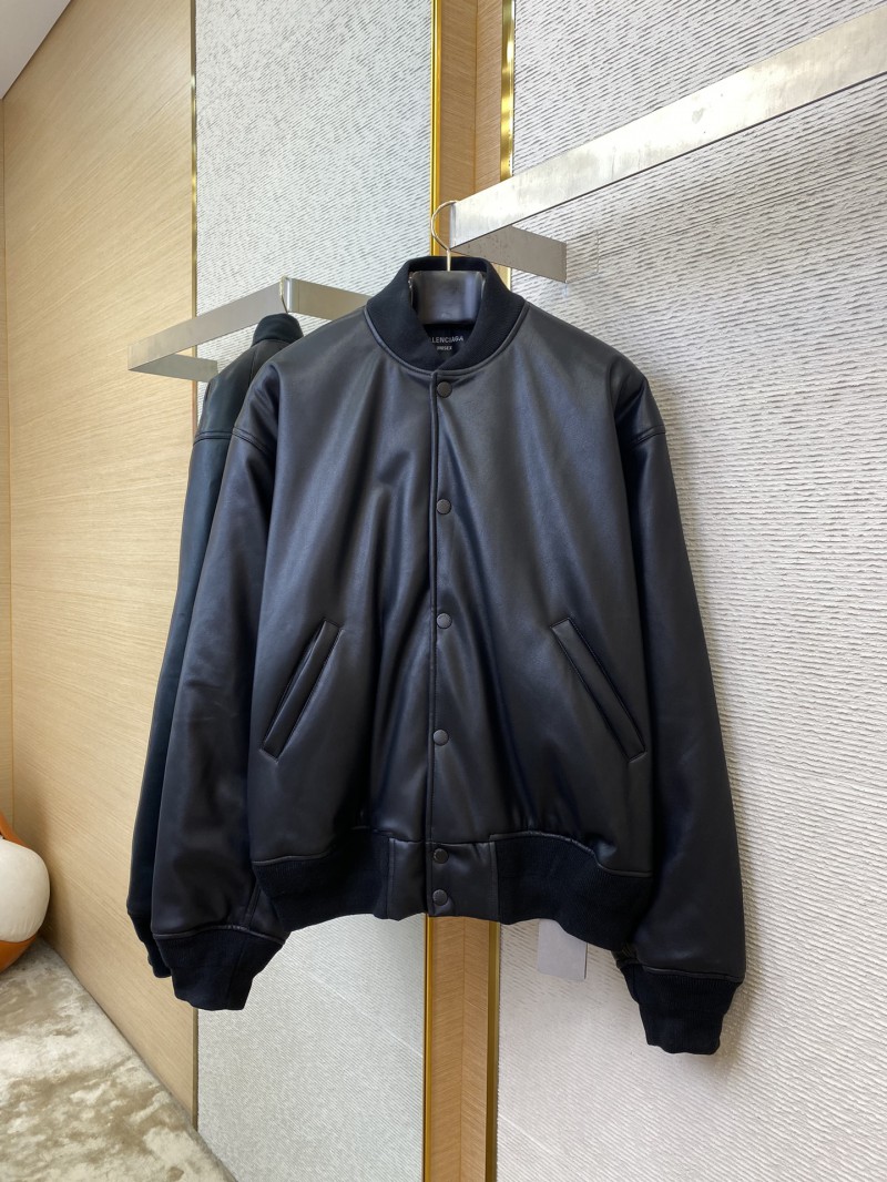Balenciaga Letter Logo Leather Jacket Jacket 4