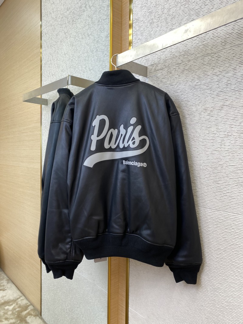 Balenciaga Letter Logo Leather Jacket Jacket 5