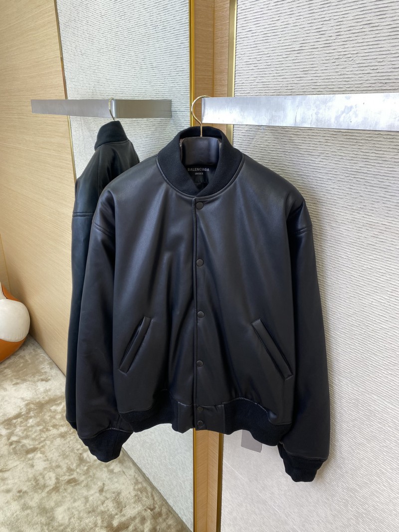 Balenciaga Letter Logo Leather Jacket Jacket 6