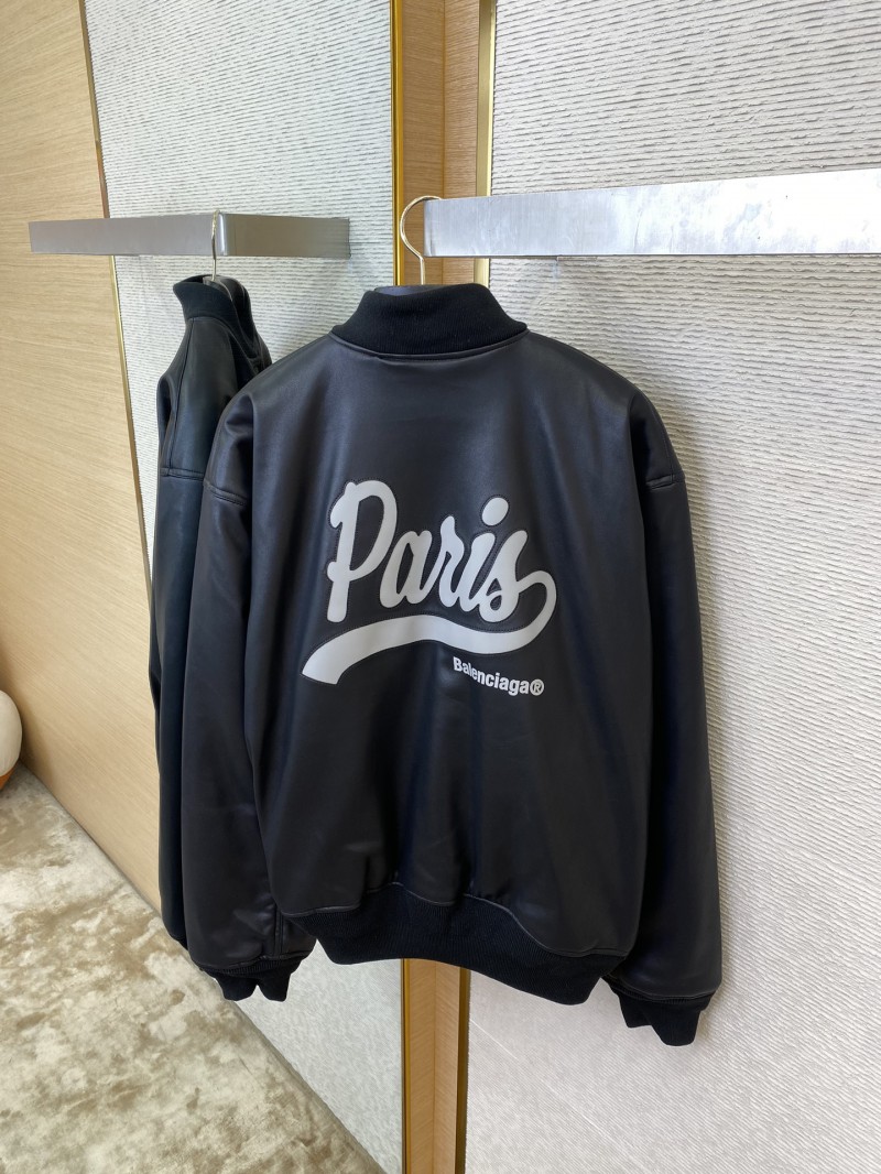 Balenciaga Letter Logo Leather Jacket Jacket 7