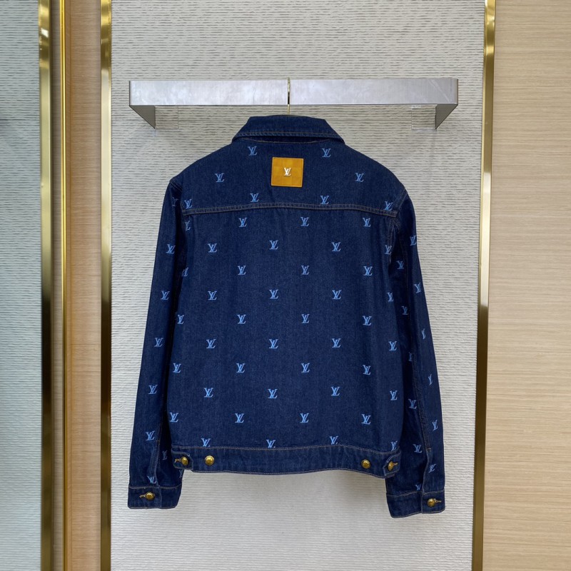 LV logo embroidered denim jacket 1