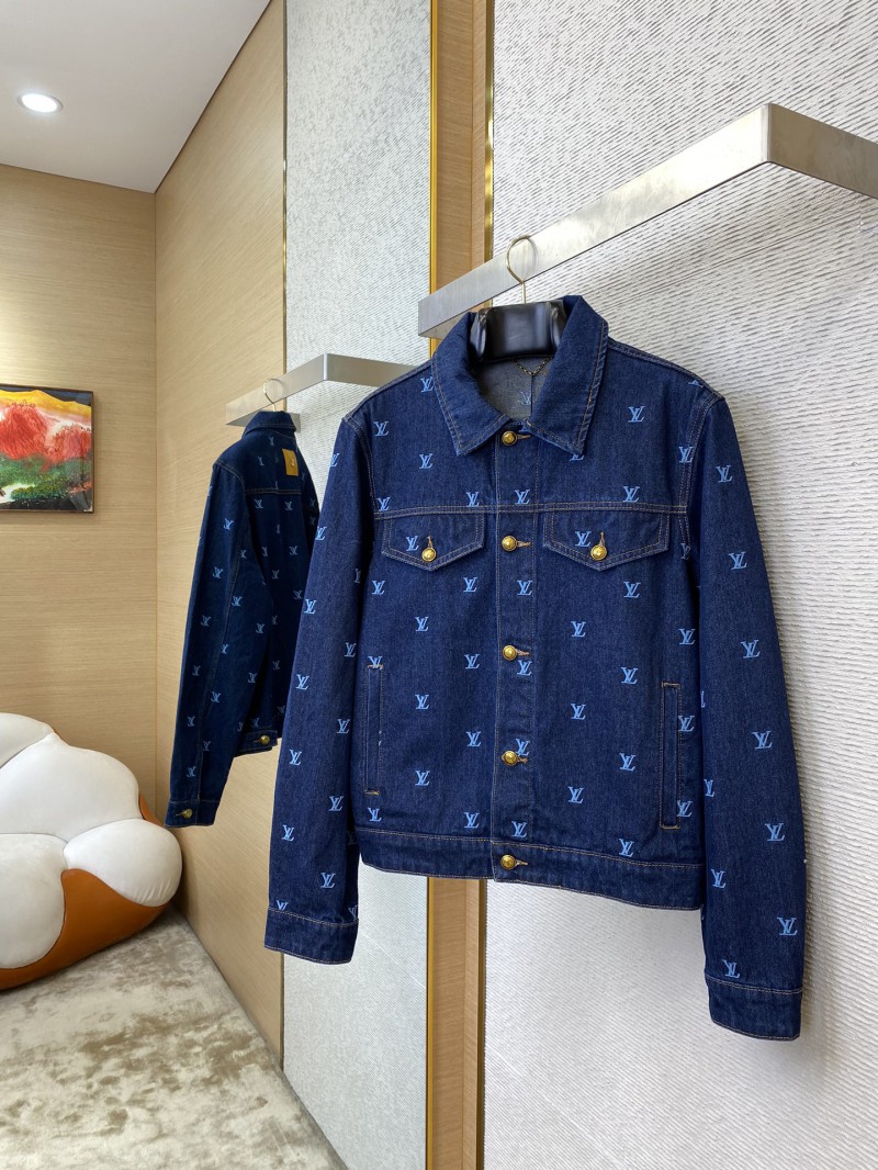 LV logo embroidered denim jacket 2