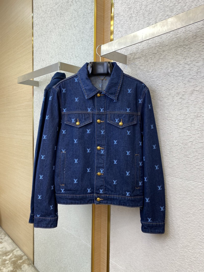 LV logo embroidered denim jacket 4