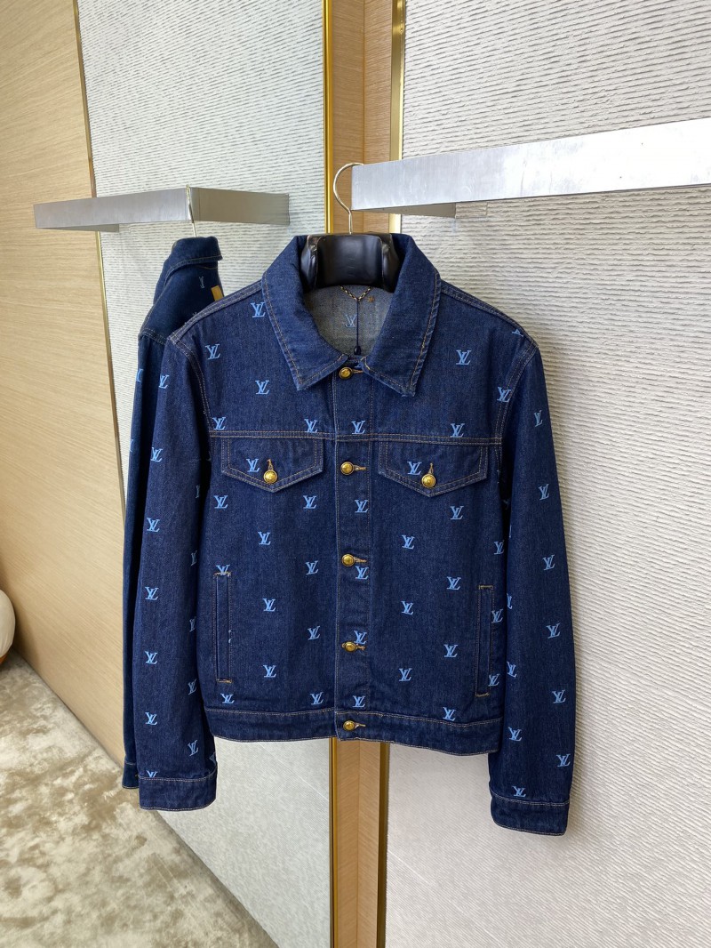 LV logo embroidered denim jacket 6