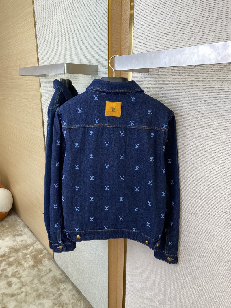 LV logo embroidered denim jacket 7