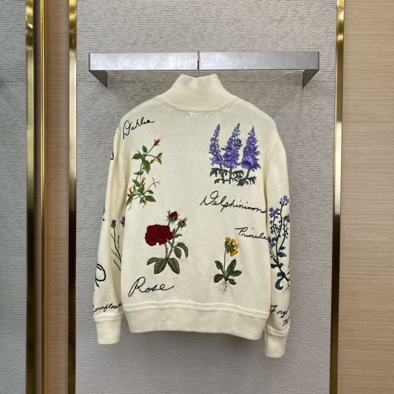 Dior floral embroidered stand-up jumper 1