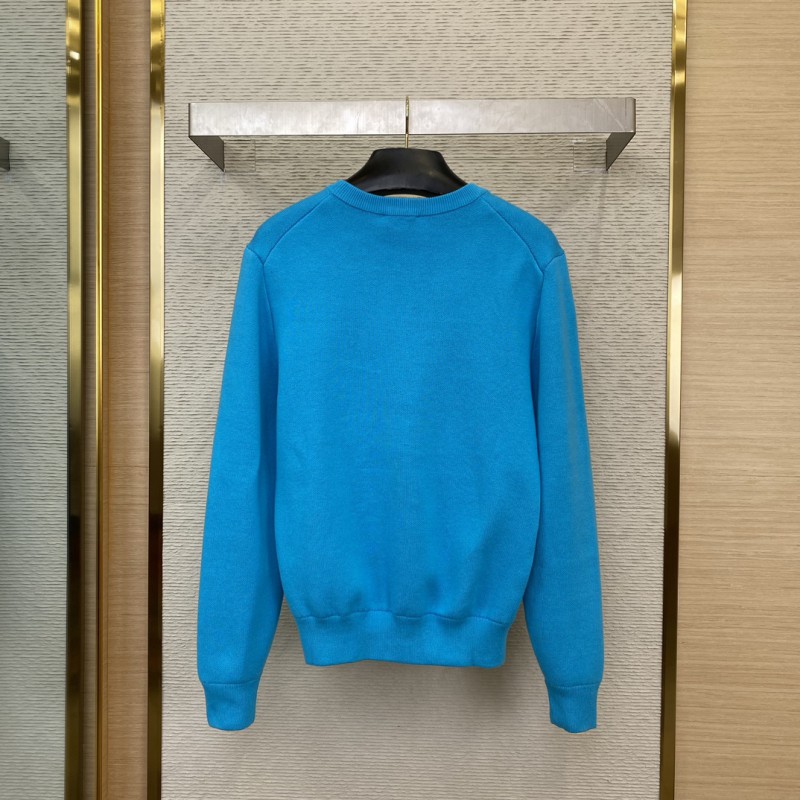 Dior Appliquéd Crew Neck Sweater Blue 1