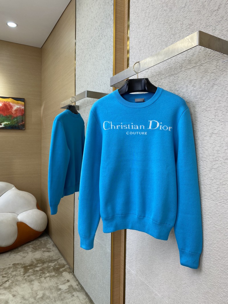 Dior Appliquéd Crew Neck Sweater Blue 2