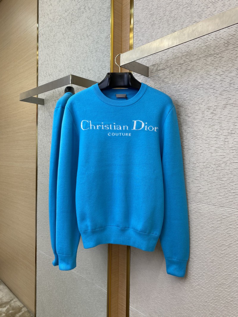 Dior Appliquéd Crew Neck Sweater Blue 4