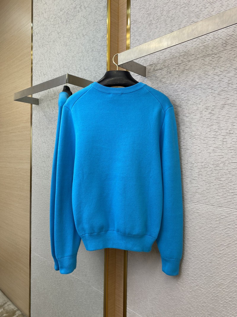 Dior Appliquéd Crew Neck Sweater Blue 5