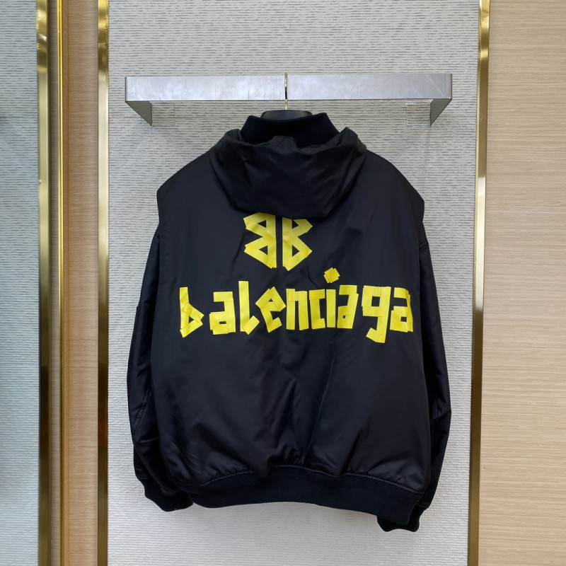 Balenciaga Tape Print Hooded Aviator Jacket 1