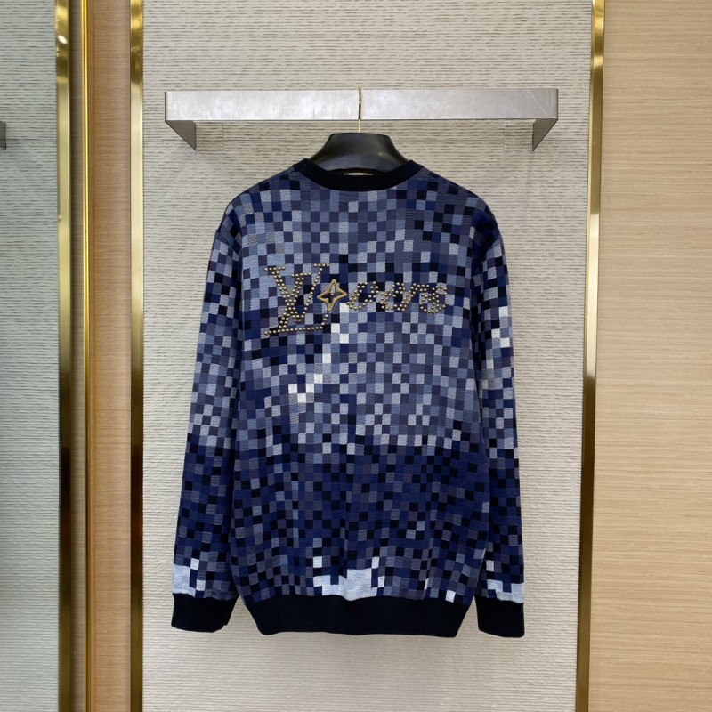 LV Gradient Mosaic Checkerboard Studded Crew Sweatshirt 1