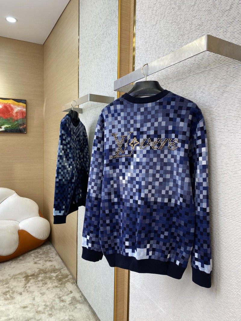 LV Gradient Mosaic Checkerboard Studded Crew Sweatshirt 3