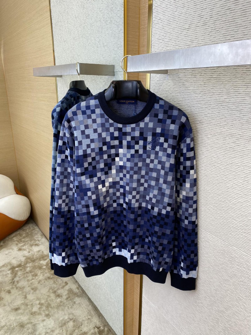 LV Gradient Mosaic Checkerboard Studded Crew Sweatshirt 6