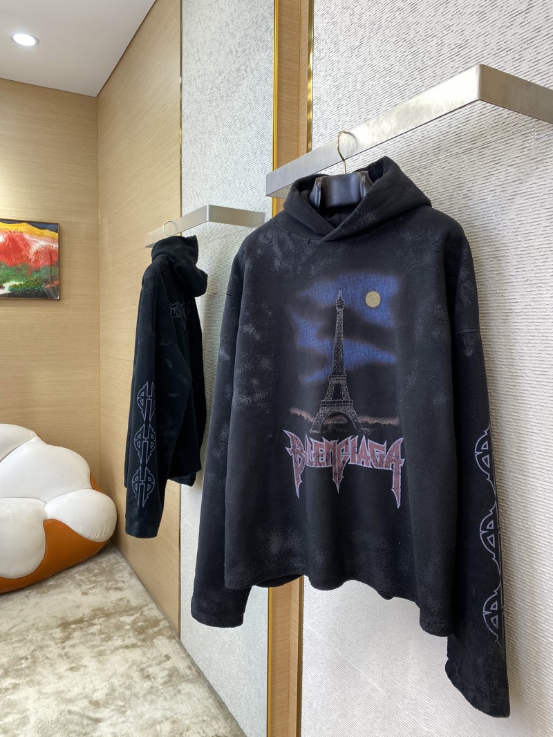 Balenciaga Night Scene Printed Aged Hooded Sweatshirt 2