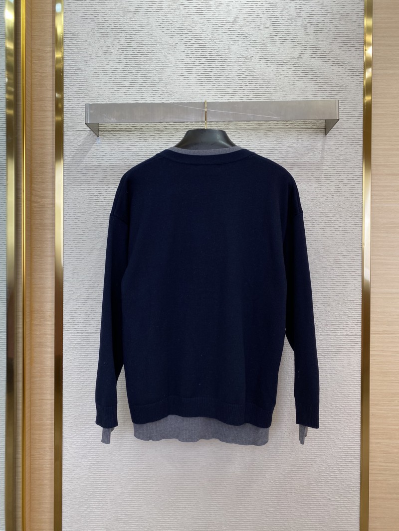 Miu Miu False Two Piece Logo Cardigan Blue 6