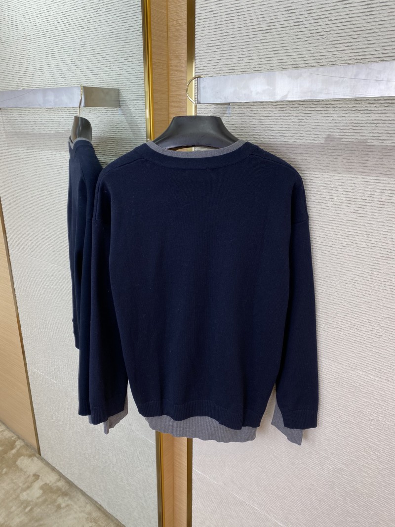 Miu Miu False Two Piece Logo Cardigan Blue 7