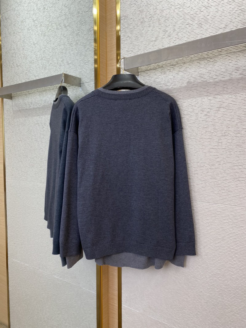Miu Miu False Two Piece Logo Cardigan Grey 5