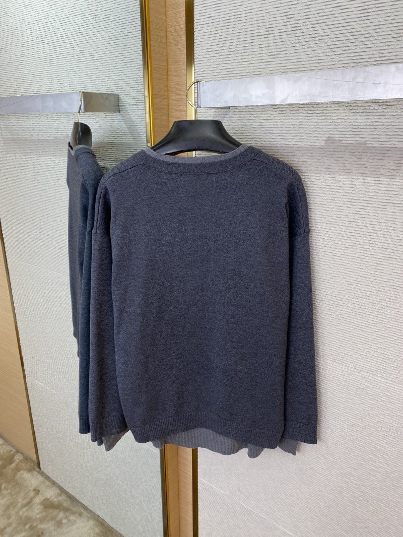 Miu Miu False Two Piece Logo Cardigan Grey 7
