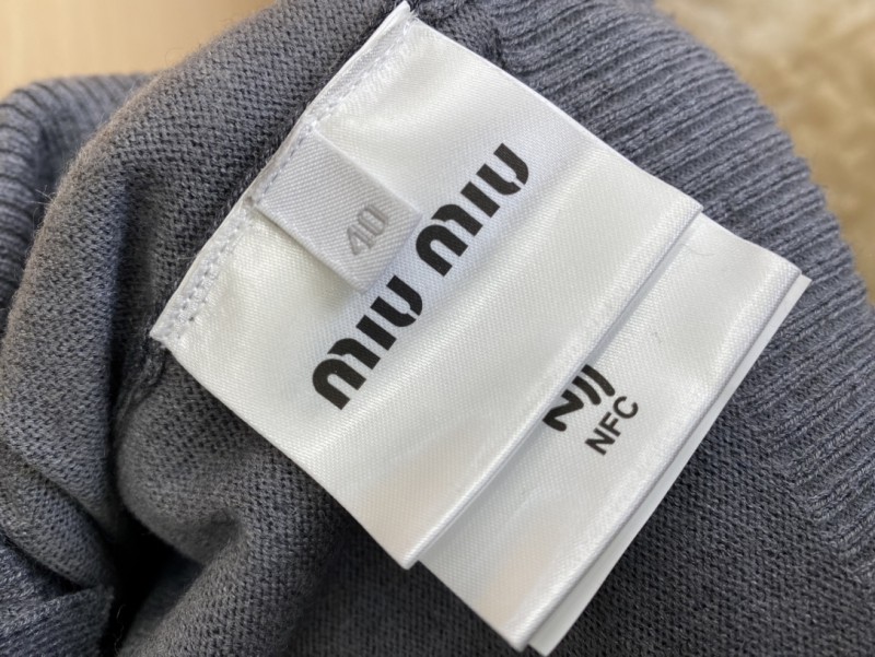 Miu Miu False Two Piece Logo Cardigan Grey 8