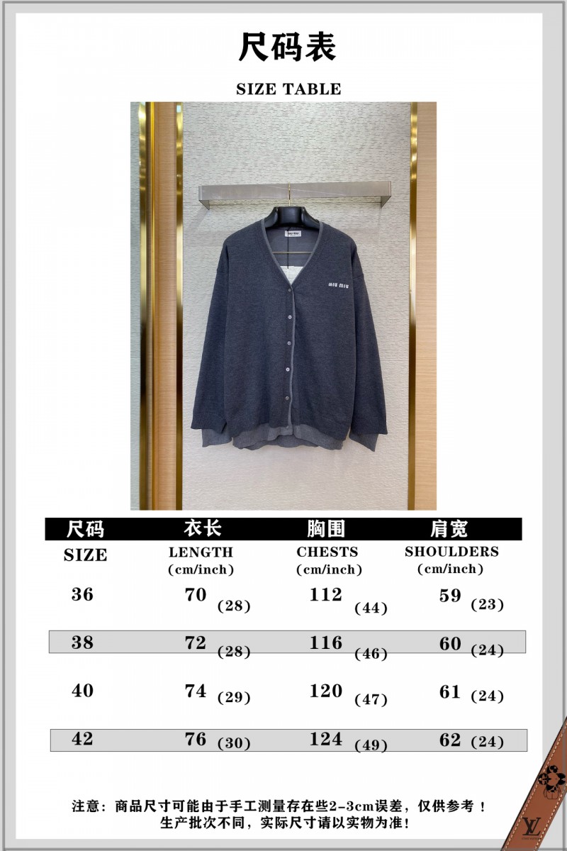 Miu Miu False Two Piece Logo Cardigan Grey 9