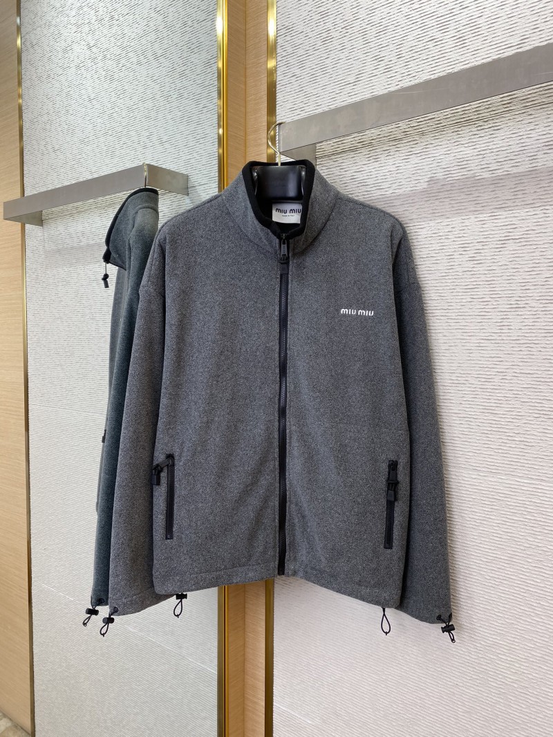 Miu Miu Logo Standing Collar Jacket Grey 3