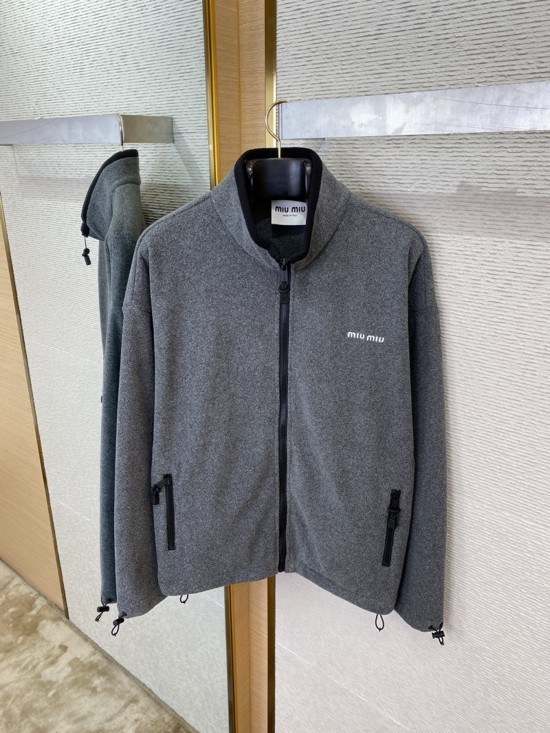 Miu Miu Logo Standing Collar Jacket Grey 5