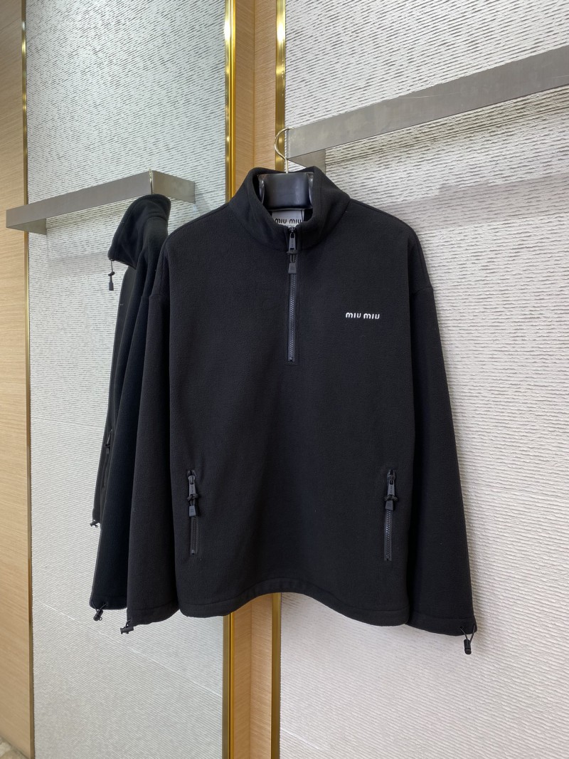 Miu Miu Logo Standing Collar Jacket Black 4