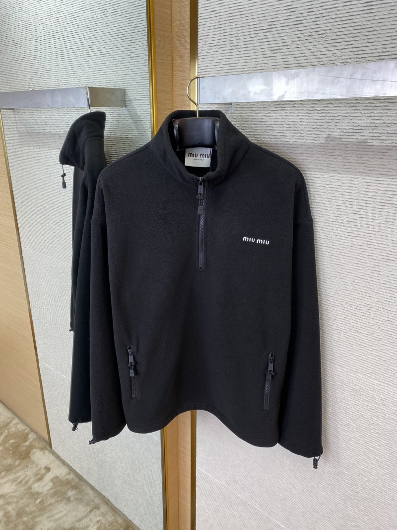 Miu Miu Logo Standing Collar Jacket Black 6