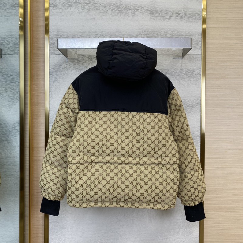 Gucci Full Print Jacquard Removable Down Jacket Brown 1