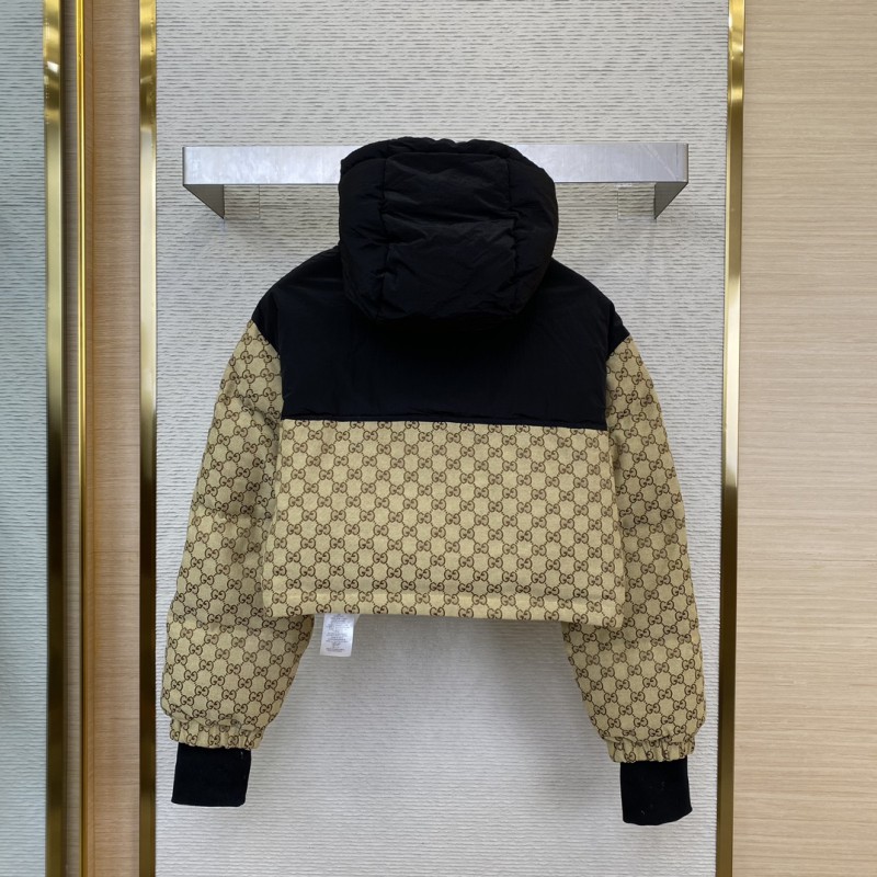 Gucci Full Print Jacquard Removable Down Jacket Brown 3