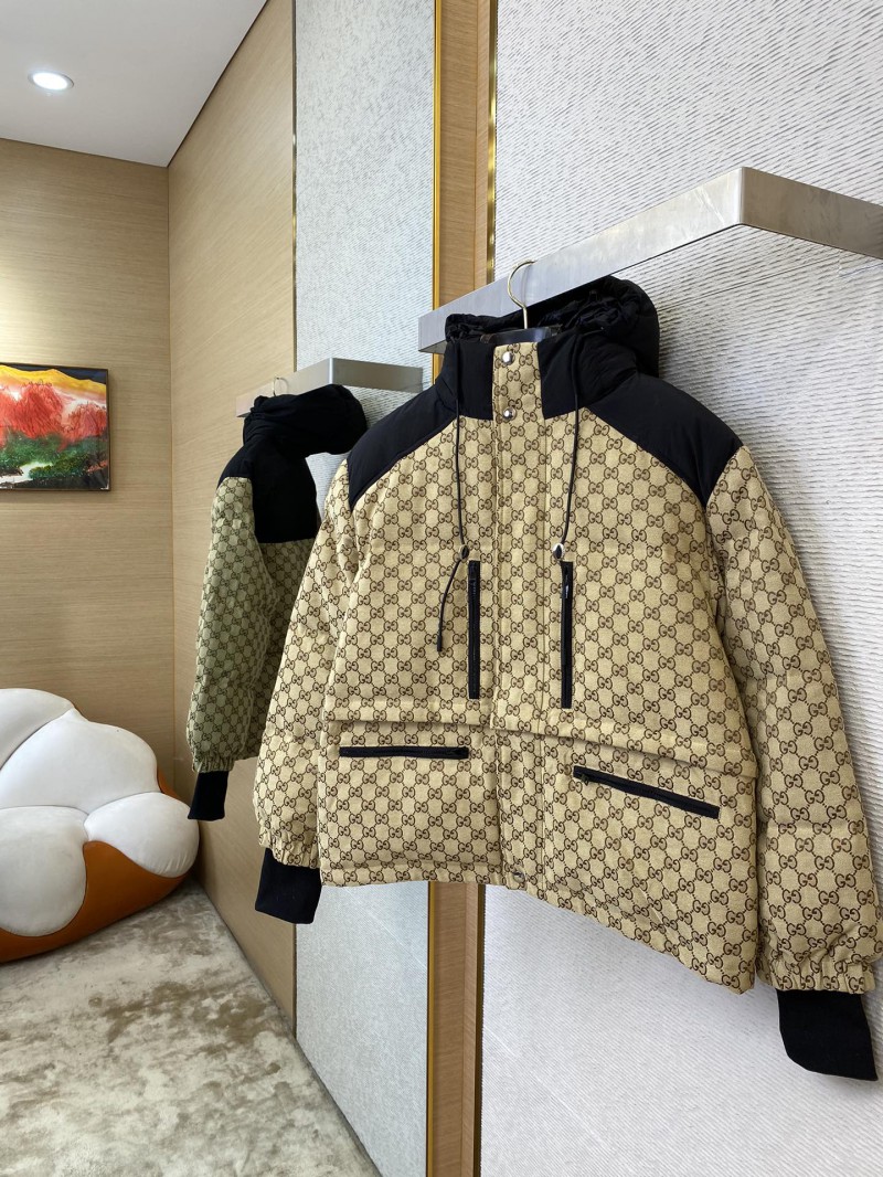 Gucci Full Print Jacquard Removable Down Jacket Brown 4