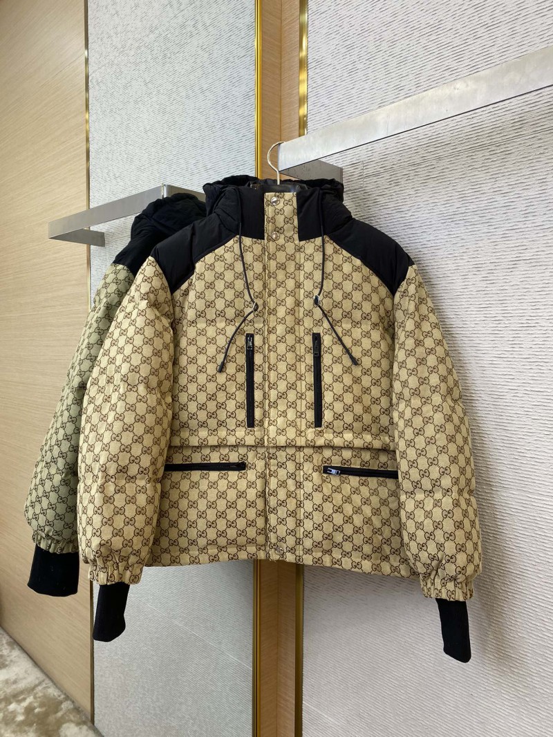 Gucci Full Print Jacquard Removable Down Jacket Brown 6