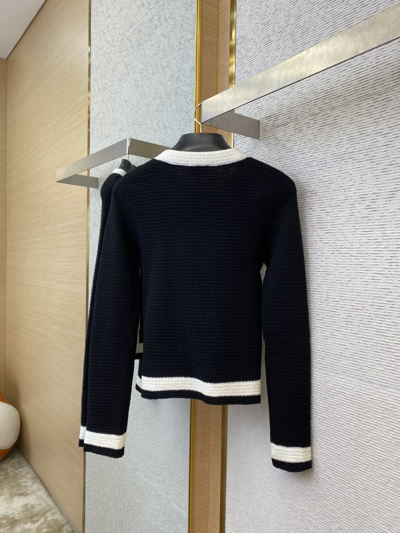 Chanel Ribbon Tie Knit Shirt Black 4