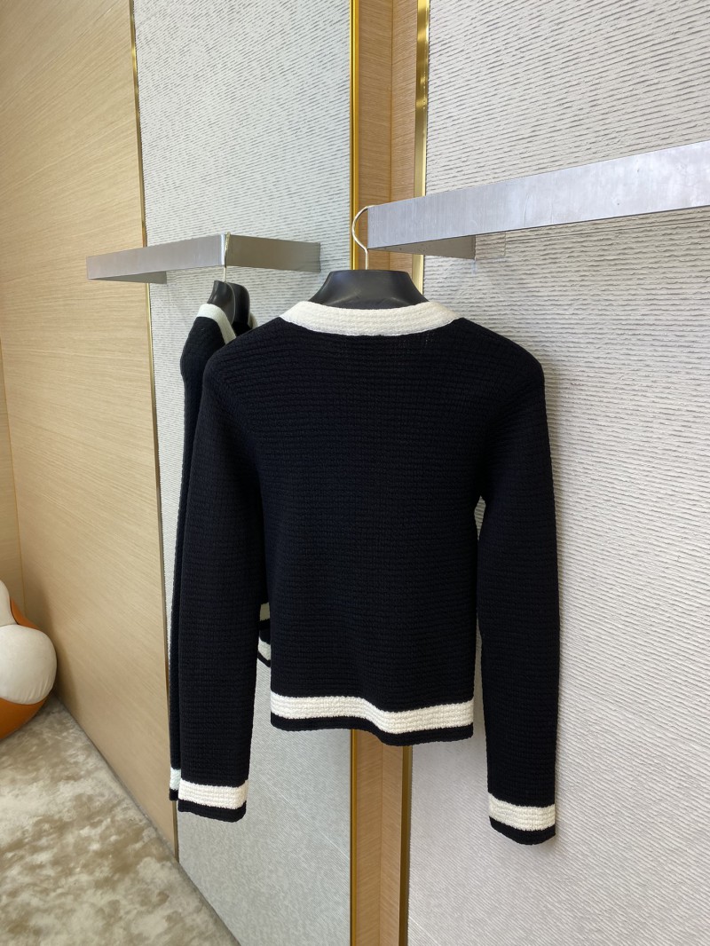 Chanel Ribbon Tie Knit Shirt Black 7