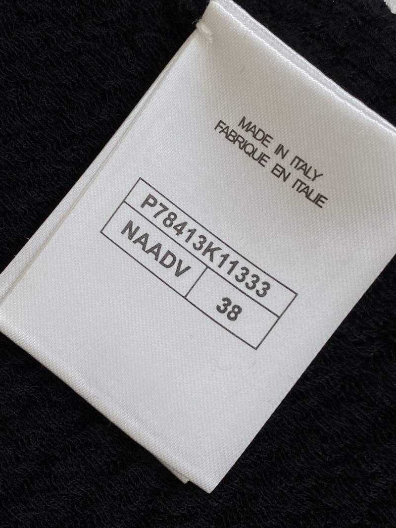 Chanel Ribbon Tie Knit Shirt Black 8