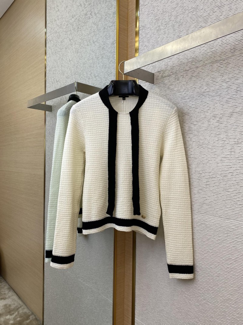 Chanel Ribbon Bow Tie Knit Shirt White 4