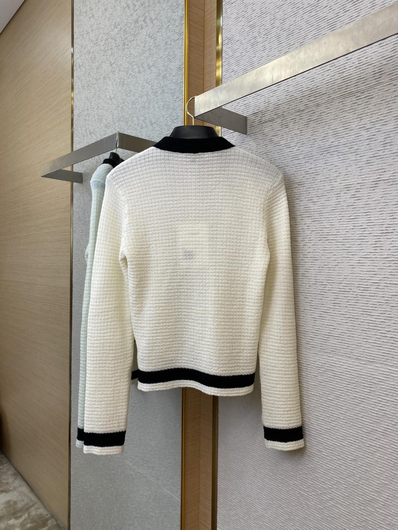 Chanel Ribbon Bow Tie Knit Shirt White 6