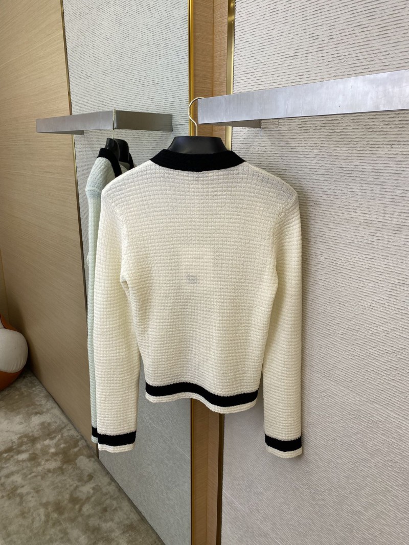 Chanel Ribbon Bow Tie Knit Shirt White 7
