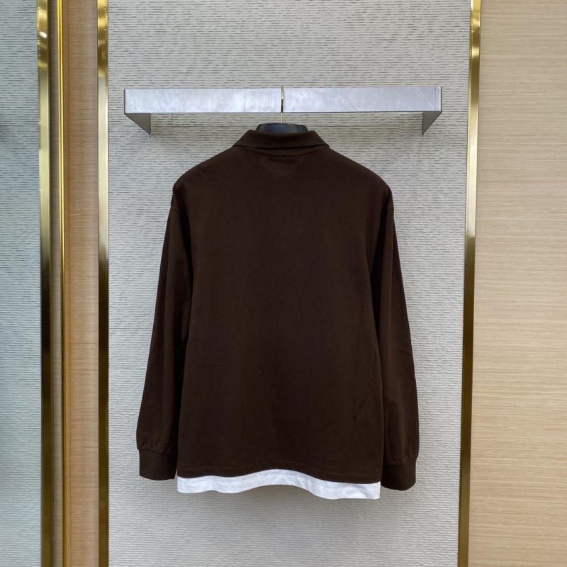 Miu Miu Logo Embroidery Long Sleeve Polo Shirt 1