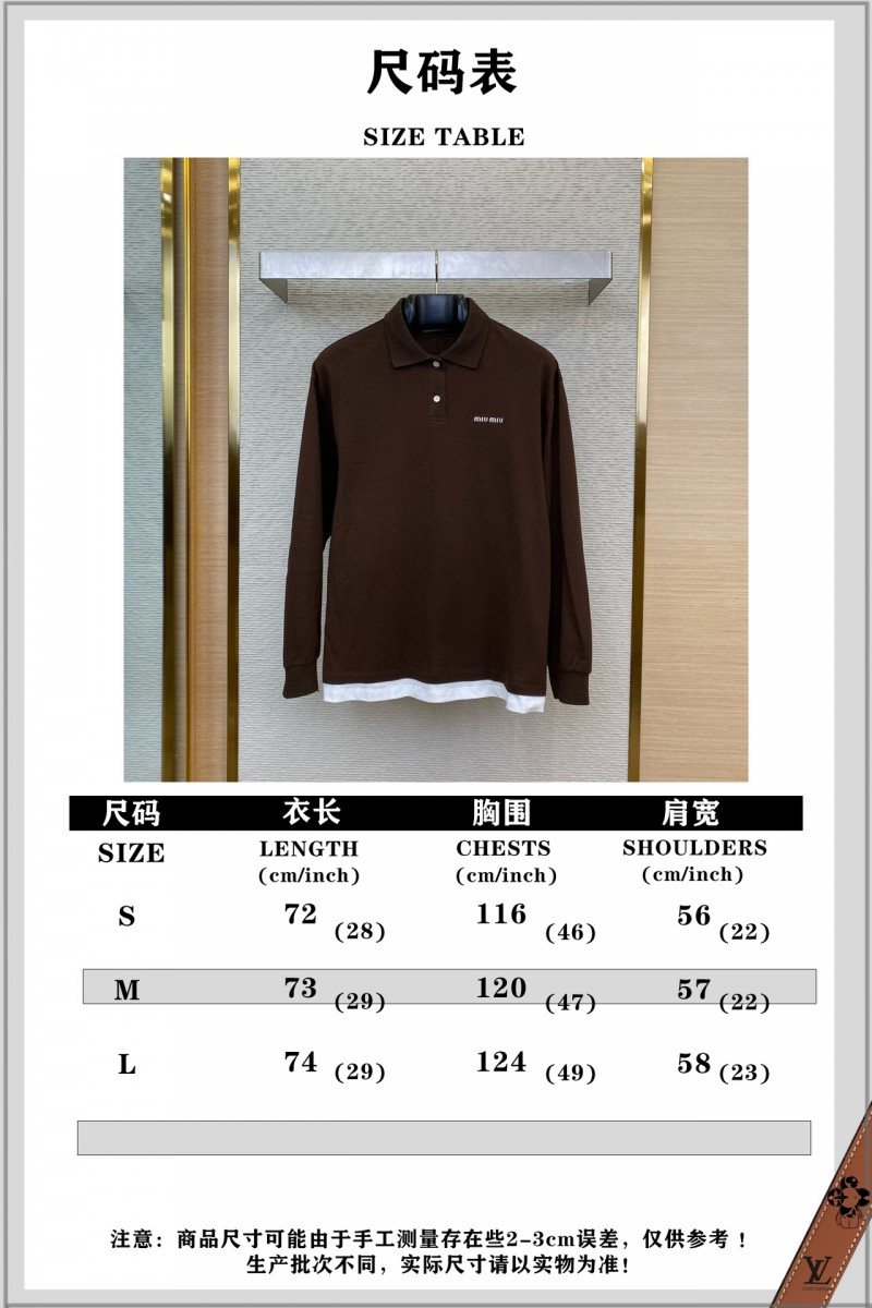 Miu Miu Logo Embroidery Long Sleeve Polo Shirt 9