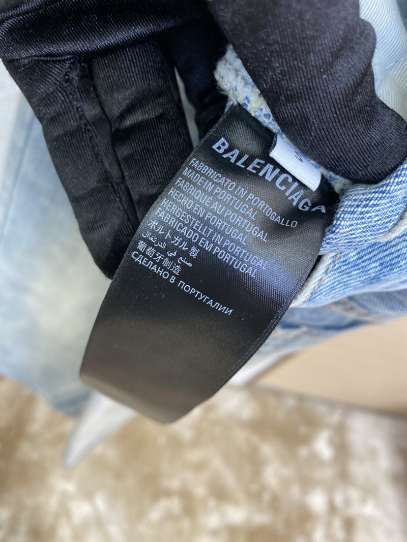 Balenciaga Patchwork Washed Denim Trousers Light Blue 8