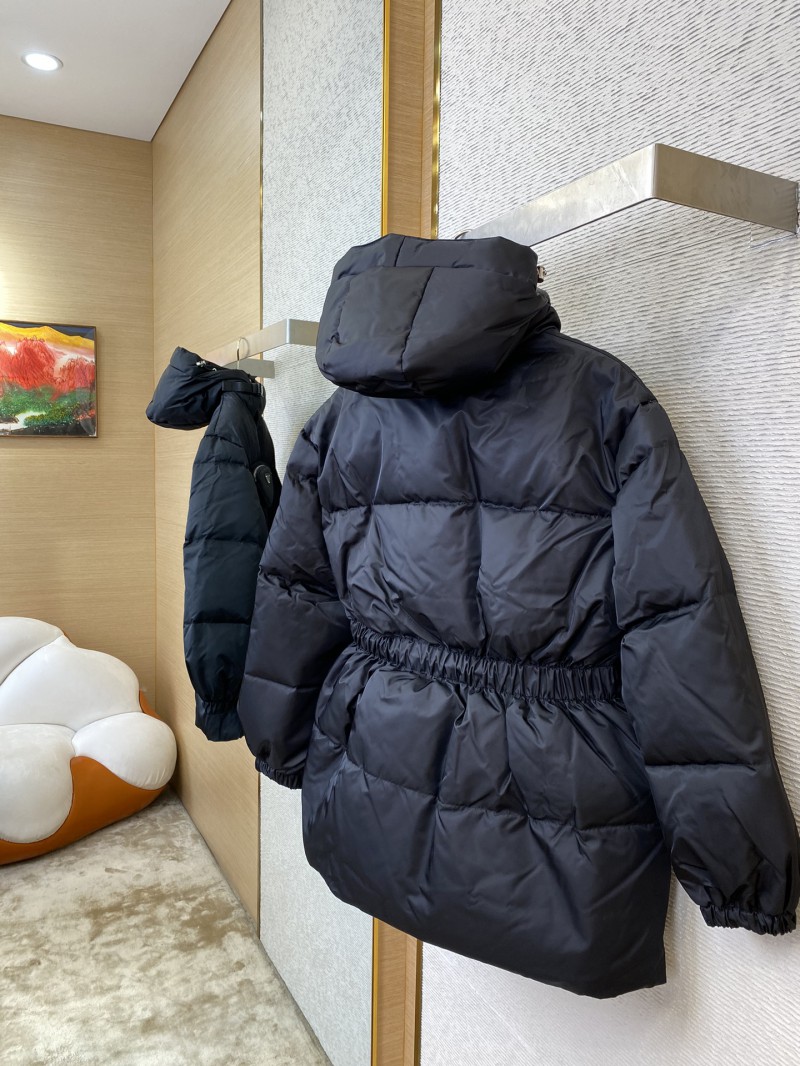 Prada Mid-Length Waisted Triangle Label Down Jacket 3